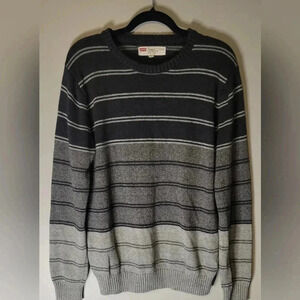 Levi's Standard fit striped sweater, crew neck, Gray, men's size medium